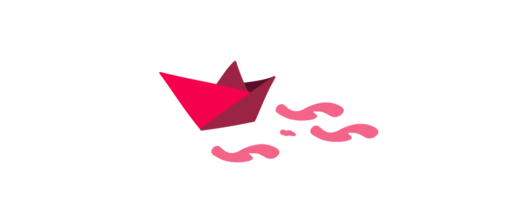 paper boat illustration with pink currency symbols floating nearby, colorful paper boat graphic representing finance concepts