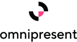 omnipresent logo with pink accent, minimalist design representing connectivity and global presence