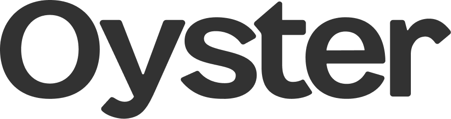 Oyster logo in modern, bold typography, featuring a clean black design on a white background. Minimalist branding, Oyster brand identity showcasing simplicity and elegance
