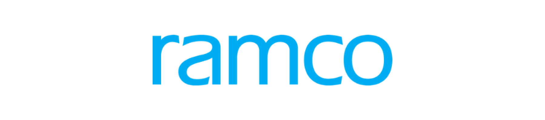ramco logo in bold blue text on a black background, showcasing modern design, brand identity focusing on technology and innovation