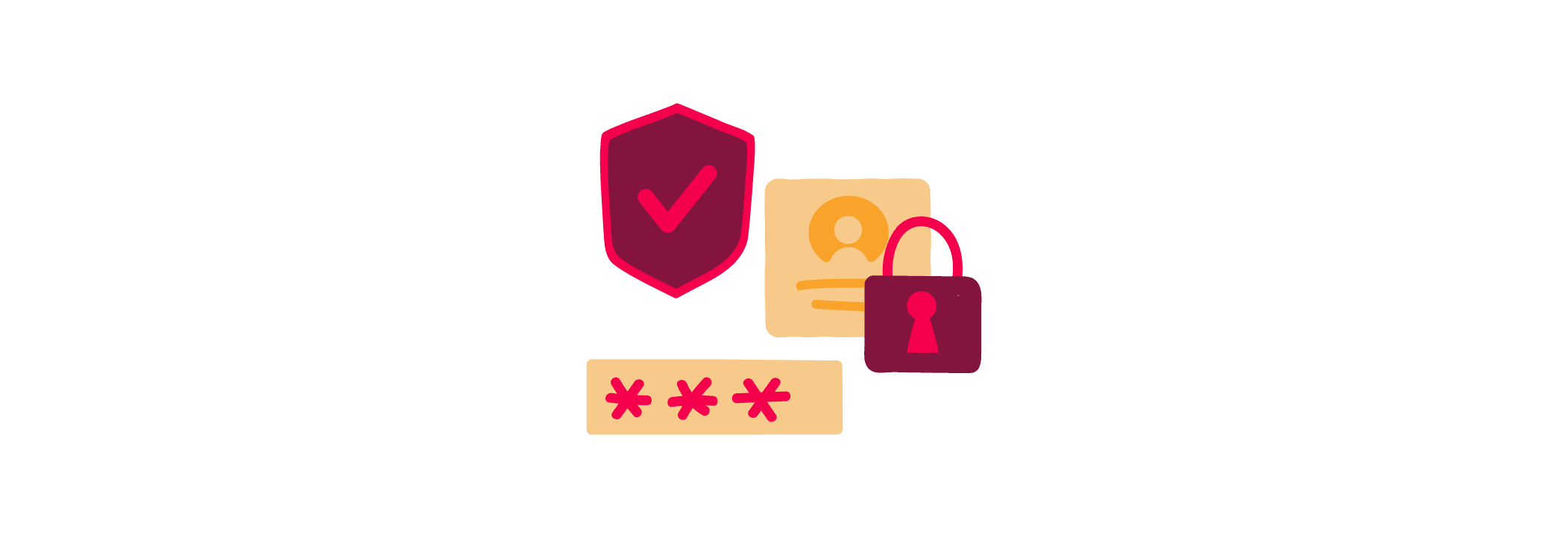 security icons, password protection and user data representation