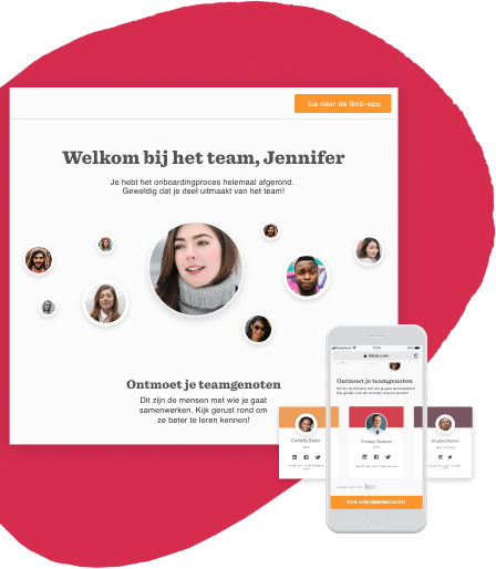 Welkom bij het team, Jennifer!, Ontmoet je teamgenoten met de Bob-app voor effectieve samenwerking en interactie.