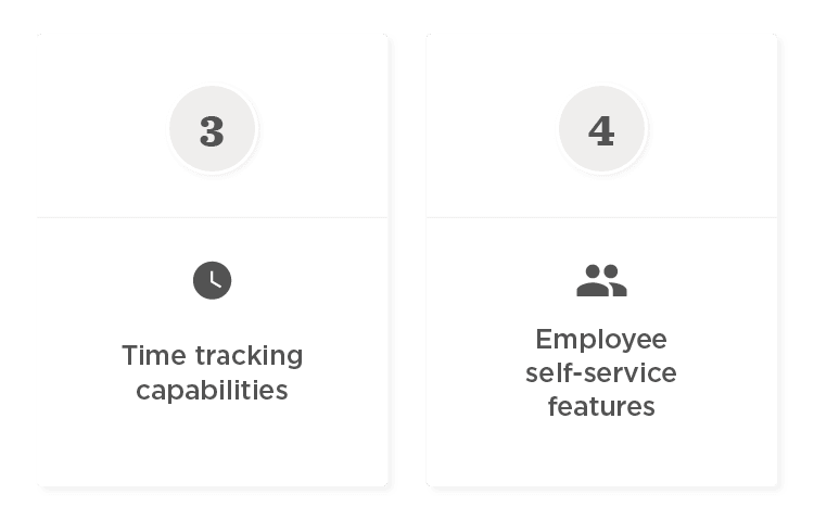 3, 4, time tracking capabilities, employee self-service features