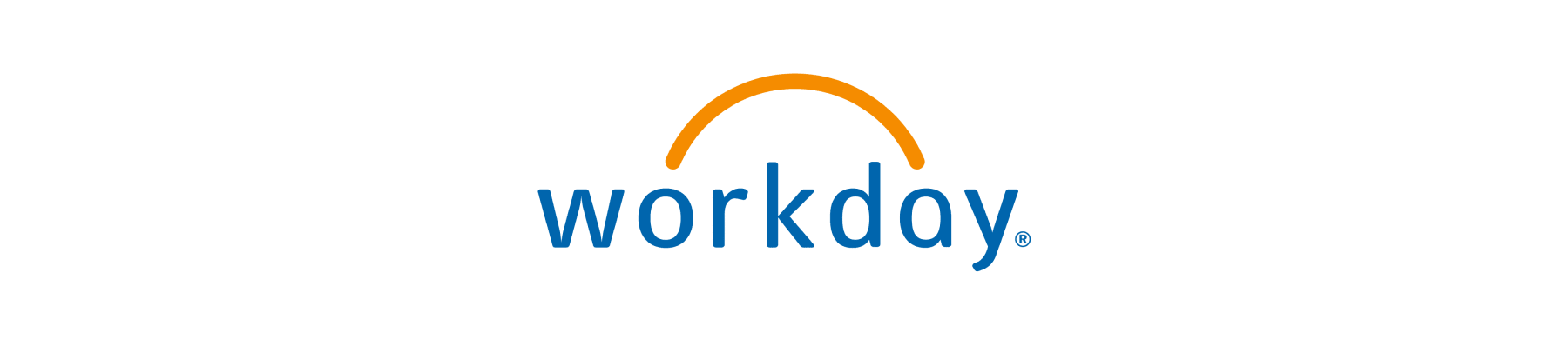 workday logo with stylized sun arc and blue text, representing a modern cloud-based solutions company, dynamic and innovative brand identity