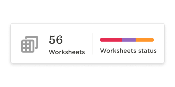 56 worksheets displayed with a status progress bar indicating completion levels for effective tracking., worksheets, status progress bar