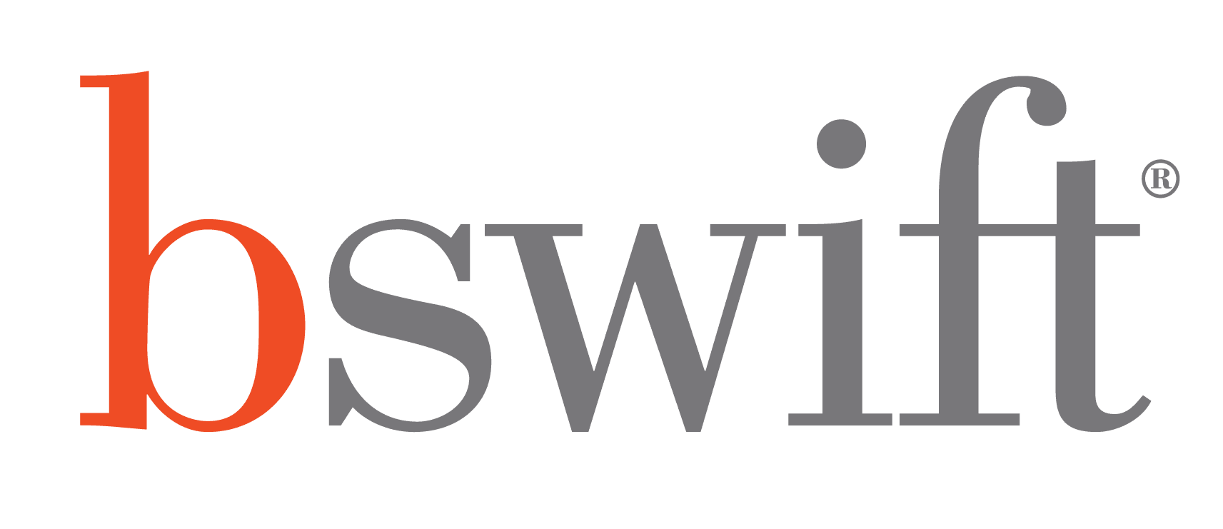 bswift logo in bold orange and grey, symbolizing a modern and professional brand identity, graphic design logo for tech company