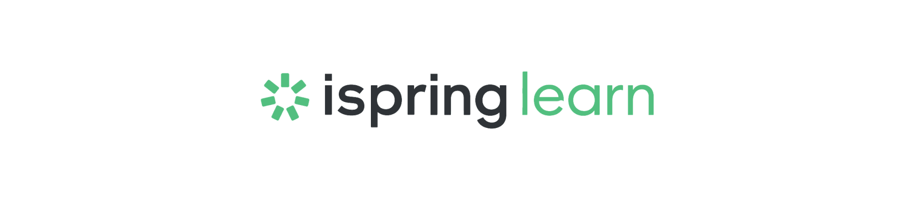 ispringlearn logo with green and black colors, emphasizing online learning solutions, iSpring Learn branding for e-learning tools