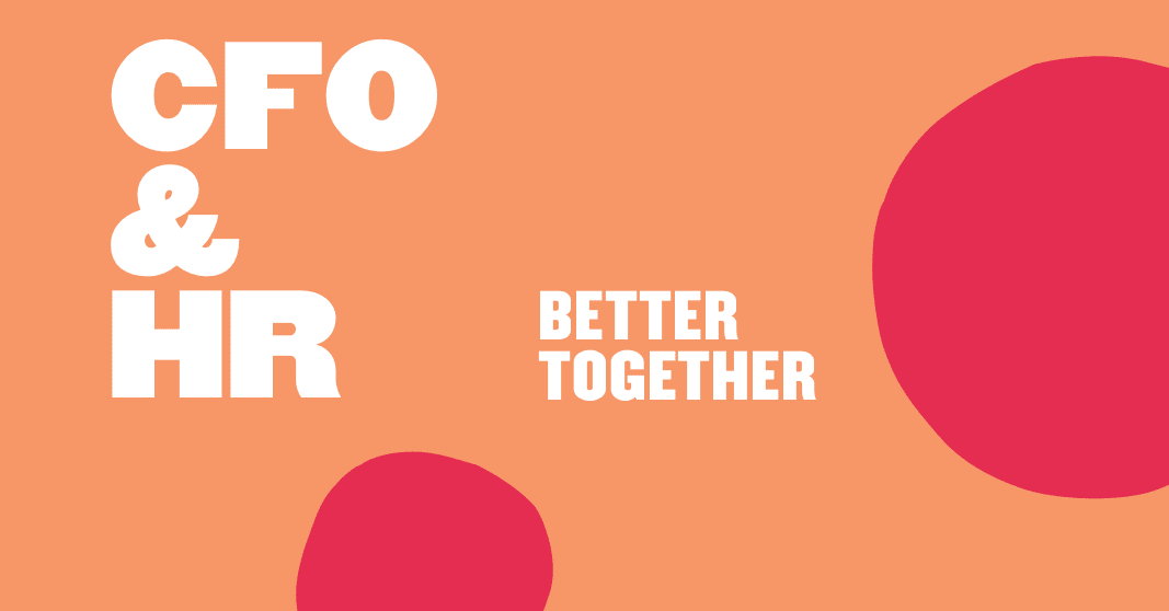 CFO&HR collaboration concept with bold text, vibrant colors, and shapes emphasizing teamwork and unity., CFO_HR_Teamwork