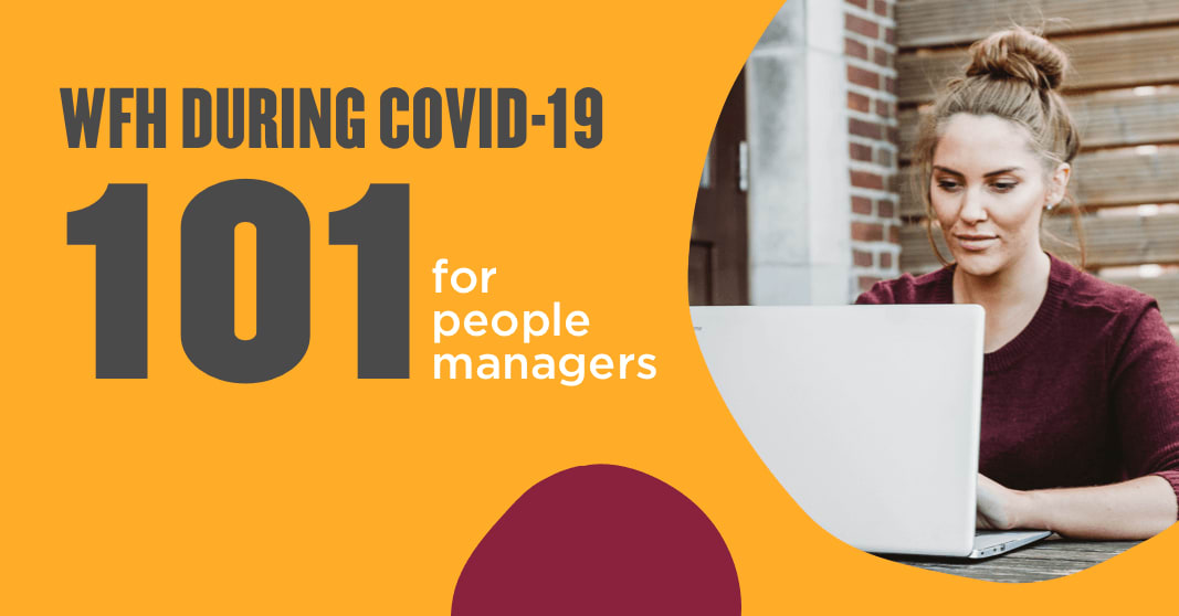 WFH strategies for managers during COVID-19, Woman working on laptop, focused on managing remote teams during pandemic