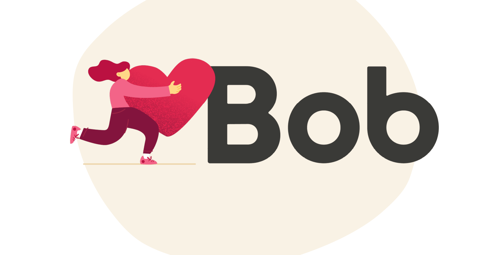 woman holding heart, text 