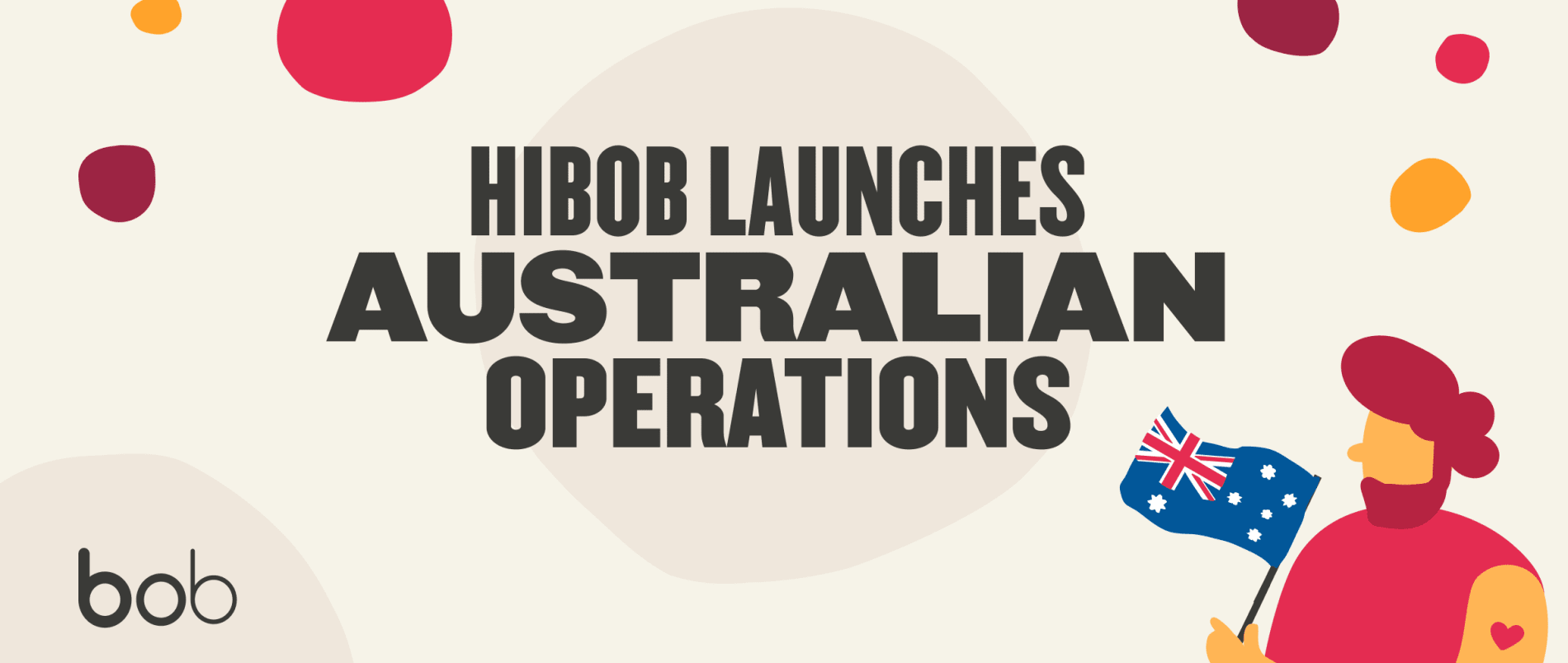 hibob-launches-australian-operations-illustration, man-holding-australian-flag-with-colorful-background