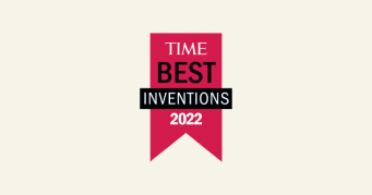 TIME Best Inventions 2022 logo with red ribbon design featuring bold text for visibility and recognition. , TIME, BestInventions2022
