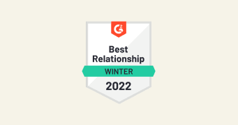 Best Relationship Award badge for Winter 2022 from G2, G2 Best Relationship Winter 2022 award badge design