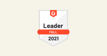 Leader Badge G2 Fall 2021, Award recognition for top software solutions in the G2 community
