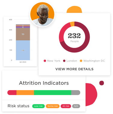 data visualization, employee attrition indicators and risk status chart