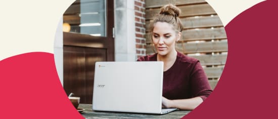 laptop user, outdoor workspace