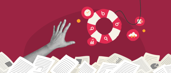 hand reaching for a lifebuoy among scattered documents, visual metaphor for seeking help amidst overwhelming tasks