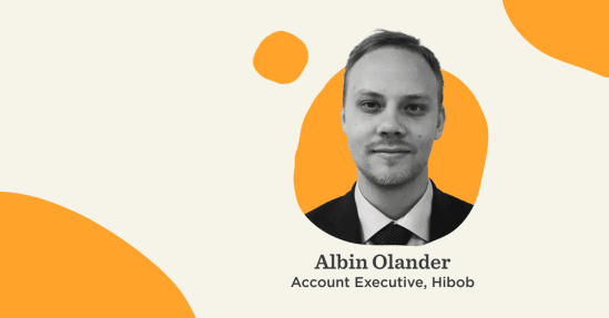 Albin Olander, Account Executive at Hibob, professional headshot with vibrant background elements. , AlbinOlander, Hibob