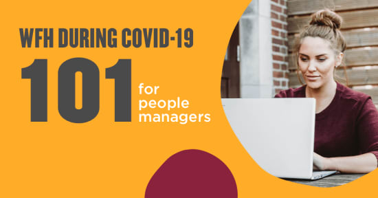 WFH strategies for managers during COVID-19, Woman working on laptop, focused on managing remote teams during pandemic
