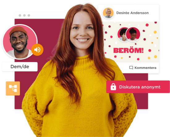 young woman in yellow sweater smiling, social media interaction and features, highlighting inclusivity and engagement options
