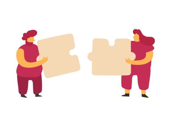 puzzle pieces, collaborative teamwork illustration