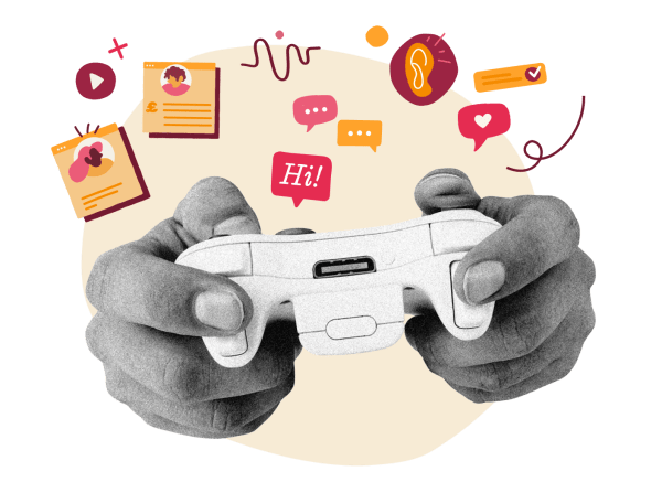 gaming controller, social media elements