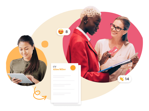 woman-reading-tablet, two-women-discussing-resume