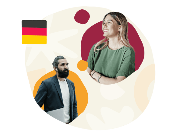 business-people-discussing, Germany-flag-background