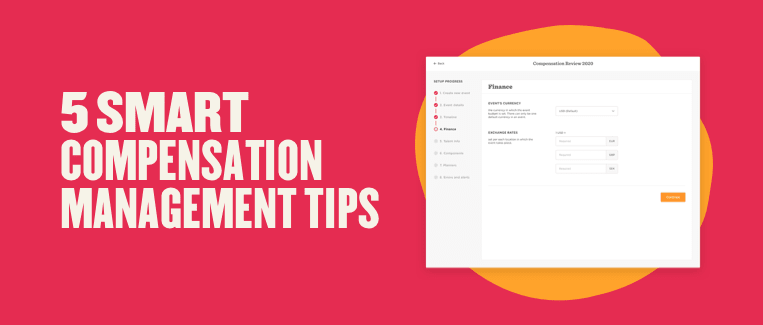 5 smart compensation management tips with a software interface on a vibrant background showcasing finance options. Tips, compensation management
