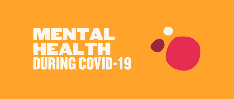 mental health awareness during COVID-19, bright orange background with abstract colorful dots