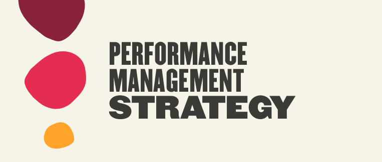 performance management strategy design, colorful abstract shapes background