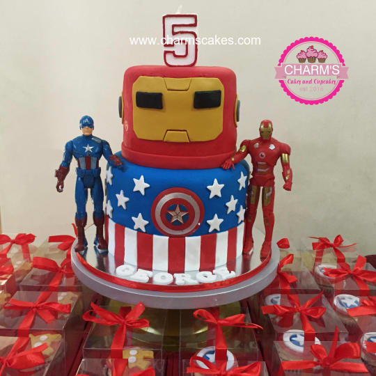 Custom Cake Captain And Ironman Charm S Cakes And Cupcakes