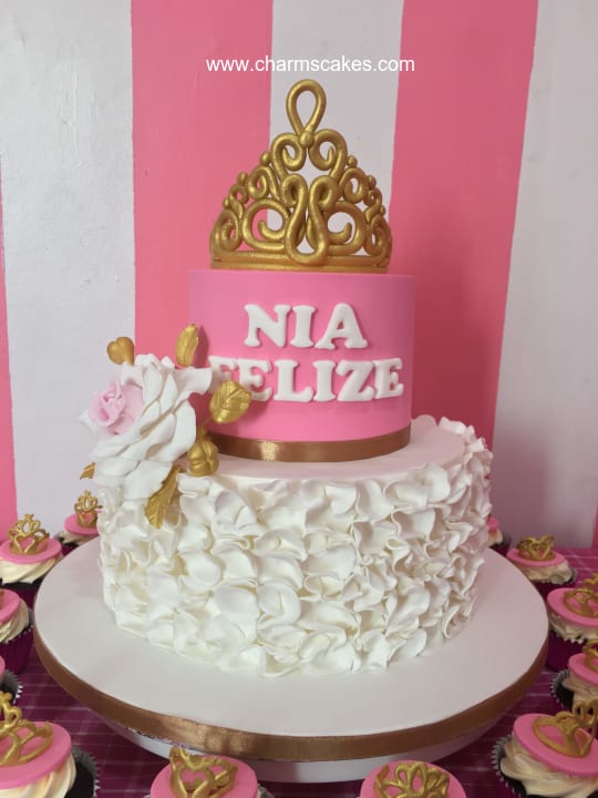 Custom Cake Debut (Pink and Gold Crown) Charm's Cakes and Cupcakes