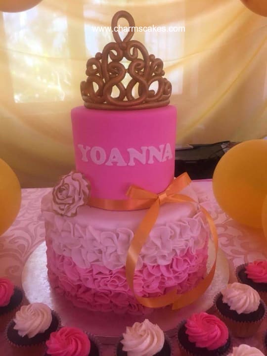 Custom Cake Debut (Pink and Gold Crown) Charm's Cakes and Cupcakes