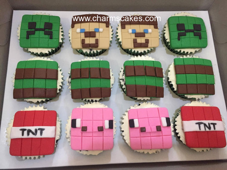 Custom Cake Minecraft Cupcakes Charm S Cakes And Cupcakes