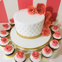 Roses and Beads Flowers Custom Cake