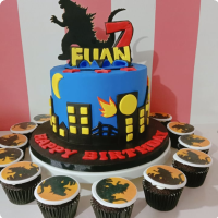 Euan 7th Godzilla Custom Cake