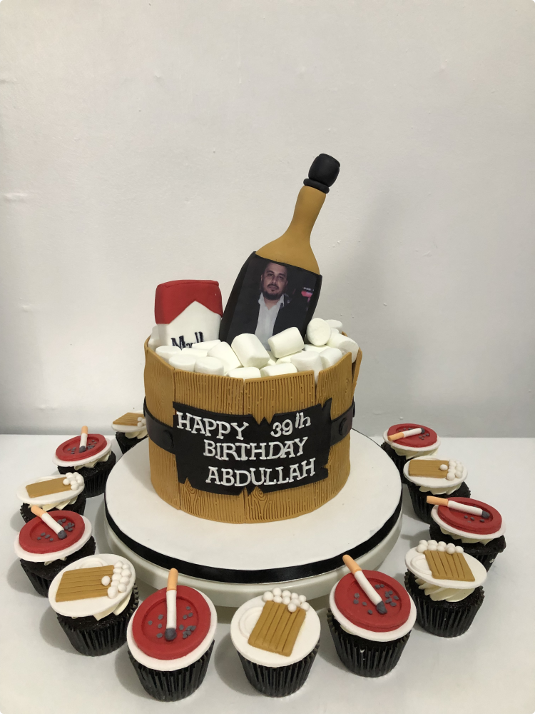 happy birthday cigarette cake Fathers Day Custom Cake for Cigarettes and Drinks