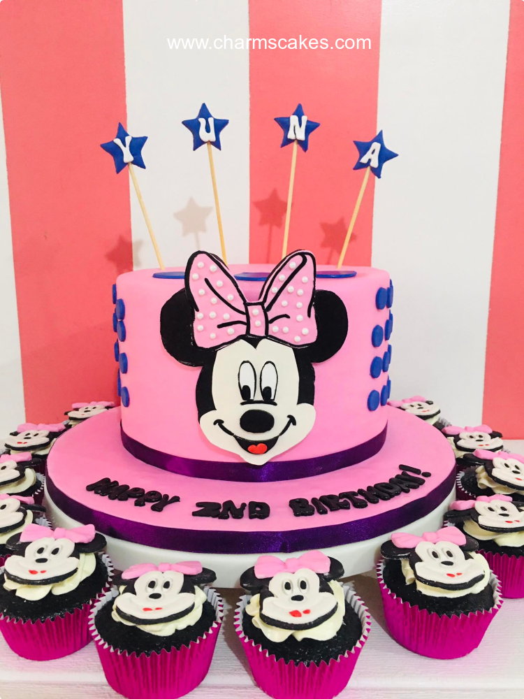 Pink Yuna Minnie Mouse Custom Cake