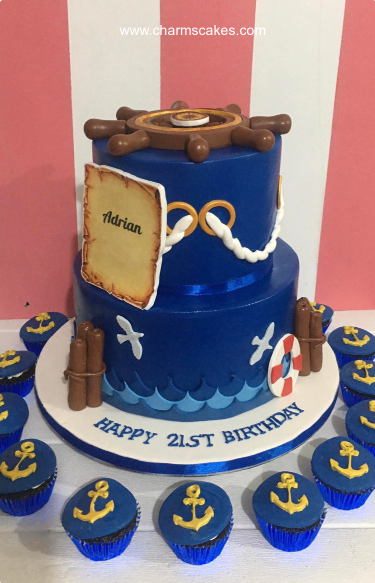 Nautical Theme Birthday Cake design | Fondant Cake Decorating tutorial |  Fondant Torte | How to - YouTube