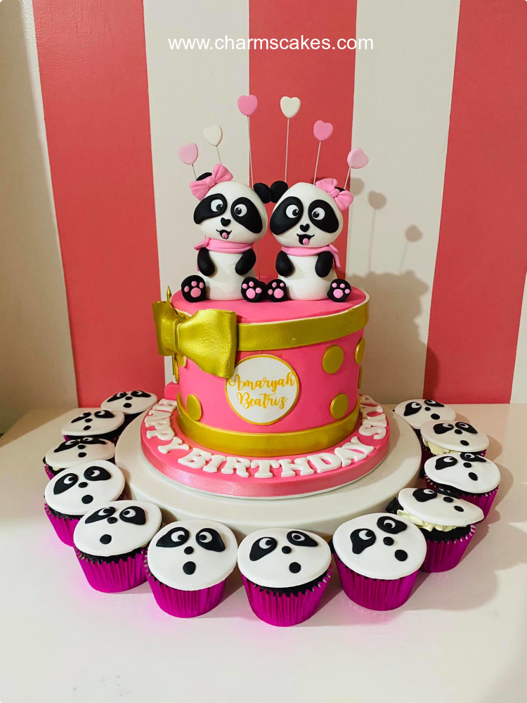 Twin Panda Panda Custom Cake