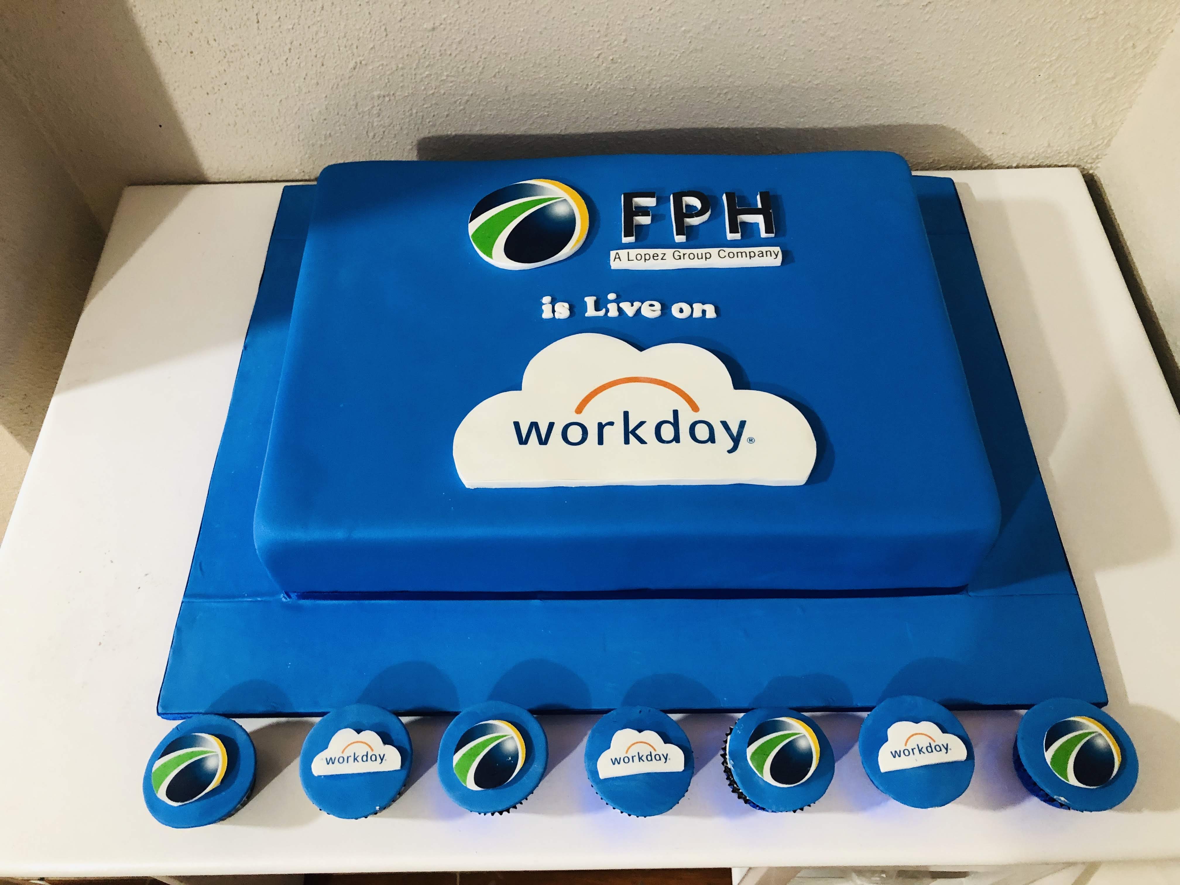 Custom Cake Rectangle Business Cake (9x13x3) Charm's Cakes and Cupcakes