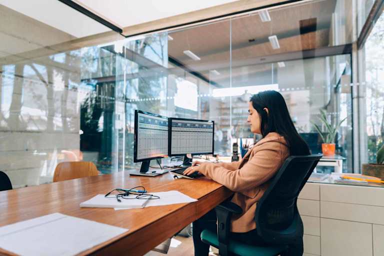 FInancial accountant working at her desk