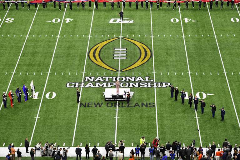 Singer Lauren Daigle performs the national anthem prior to the College Football Playoff National Championship between Clemson and LSU in New Orleans, Louisiana, on January 13, 2020.