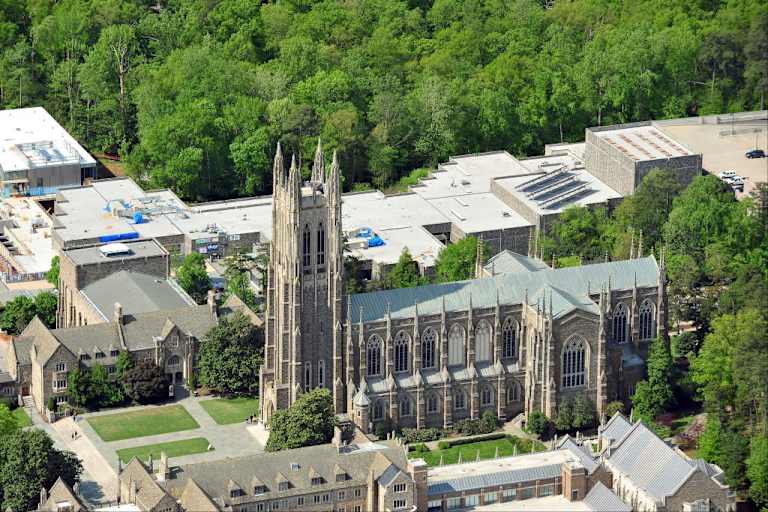 Aerial view of Duke University chapel