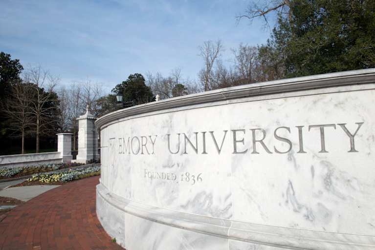 Atlanta, USA - December 26, 2017. Gate of Emory University. Emory University is one of the top private research universities in the United States. It was founded in 1836 with the current campus located in the Druid Hills in the city of Atlanta.