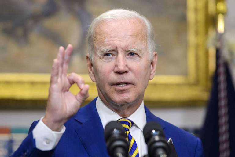 US President Joe Biden speaks during a news conference in the Roosevelt Room of the White House in Washington, DC, US, on Wednesday, Aug. 24, 2022. Biden announced a sweeping package of student-debt relief that forgives as much as $20,000 in loans for some recipients, a move he said would help a generation saddled with unsustainable debt.