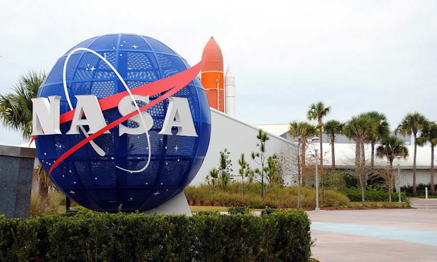 Logo of NASA is seen at the Kennedy Space Center in Cape Canaveral Air Force Station in Florida