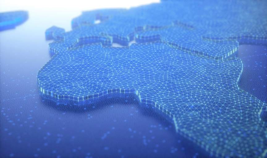 A map of Africa stylized in all blue CGI. It looks like an Iceberg