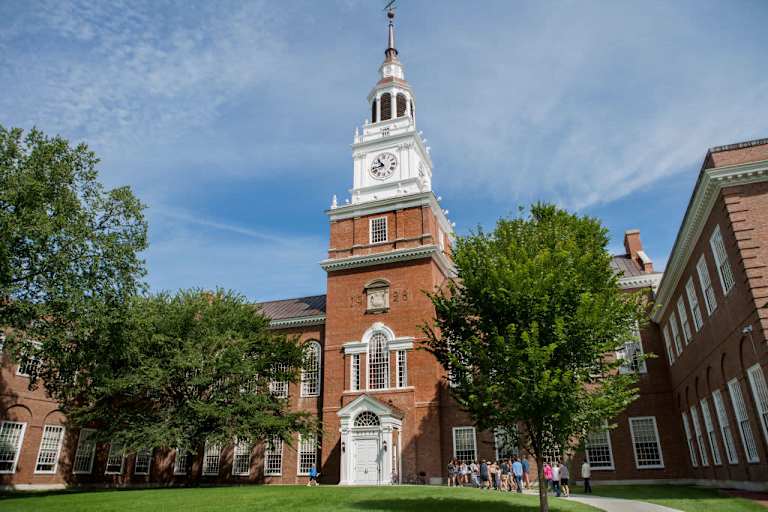 Exterior of the Baker-Berry Library on the Dartmouth College campus in Hanover, New Hampshire.